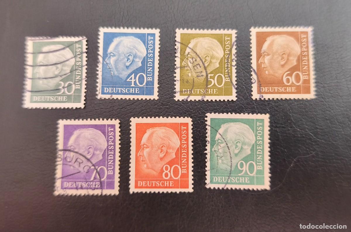 Sellos: DDR 1957 Presidente Dr. Thedore Heuss. Yvert 125A/128B serie completa