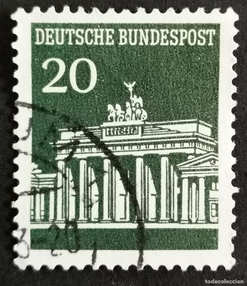 Sellos: Sello Alemania R. Federal 1966, Puerta de Brandeburgo, Berl&iacute;n, 20 Pf. Michel: DE 507v