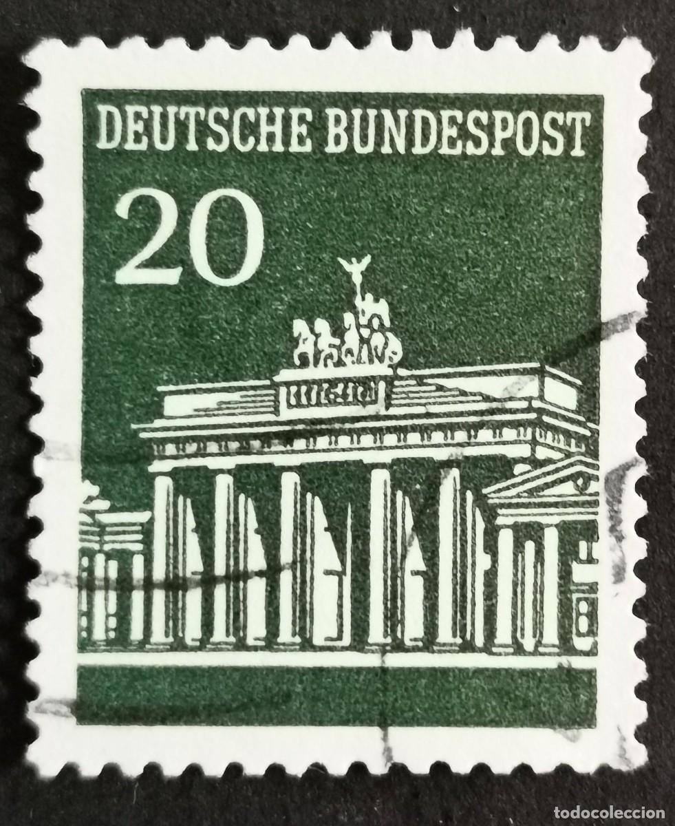 Sellos: Sello Alemania R. Federal 1966, Puerta de Brandeburgo, Berl&iacute;n, 20 Pf. Michel: DE 507v