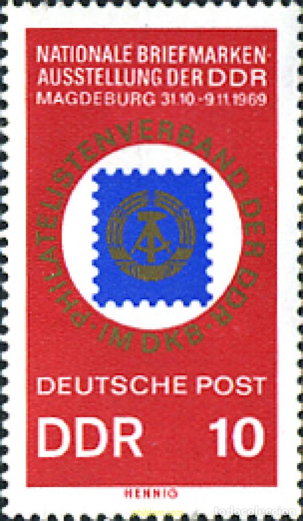 Sellos: 47636 MNH ALEMANIA DEMOCRATICA 1969 20 ANIVERSARIO DE LA REPUBLICA. EXPOSICION FILATELICA NACIONAL