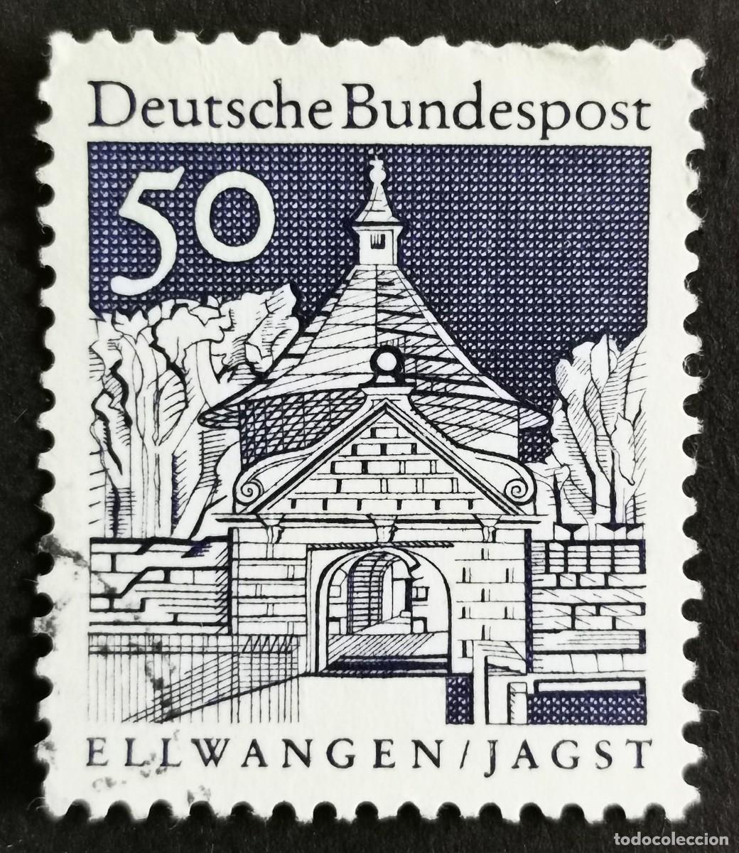 Sellos: Sello Alemania R. Federal 1967, Edificios alemanes: Puerta Castillo, Ellwange, 50 Pf. Michel: DE 495