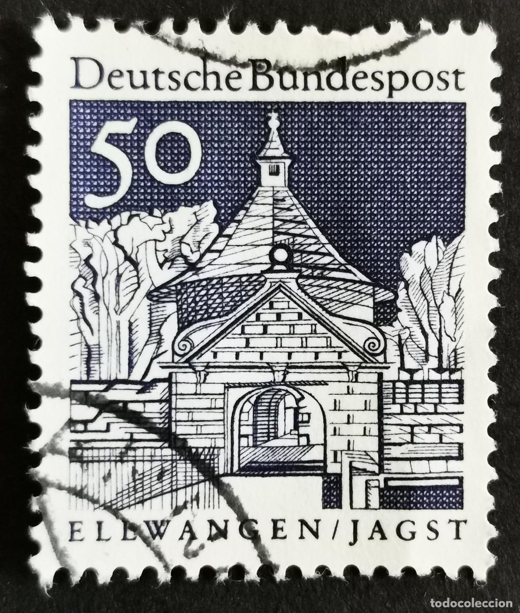 Sellos: Sello Alemania R. Federal 1967, Edificios alemanes: Puerta Castillo, Ellwange, 50 Pf. Michel: DE 495