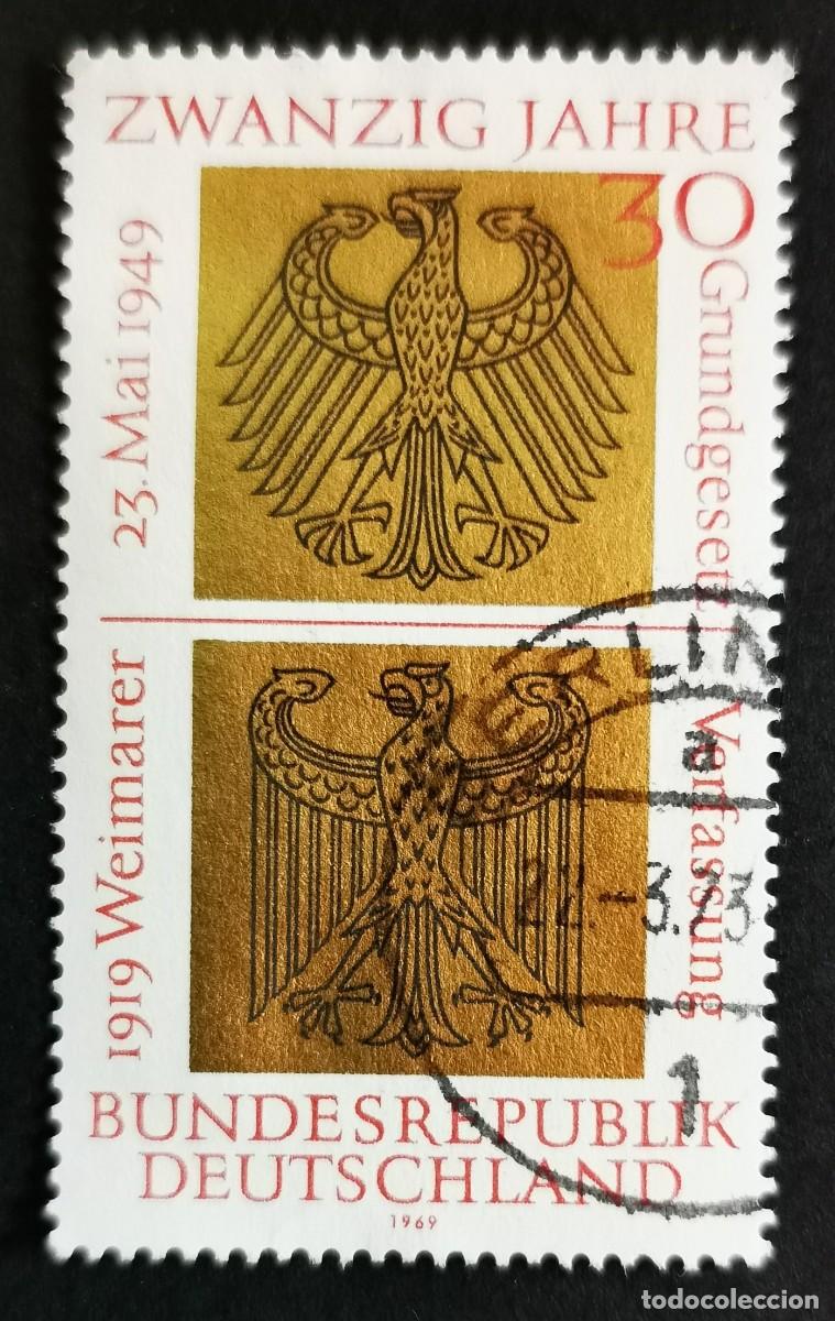 Sellos: Sello Alemania R. Federal 1969, &Aacute;guilas her&aacute;ldicas Rep&uacute;blicas Federal, 30 Pf. Michel: DE 585