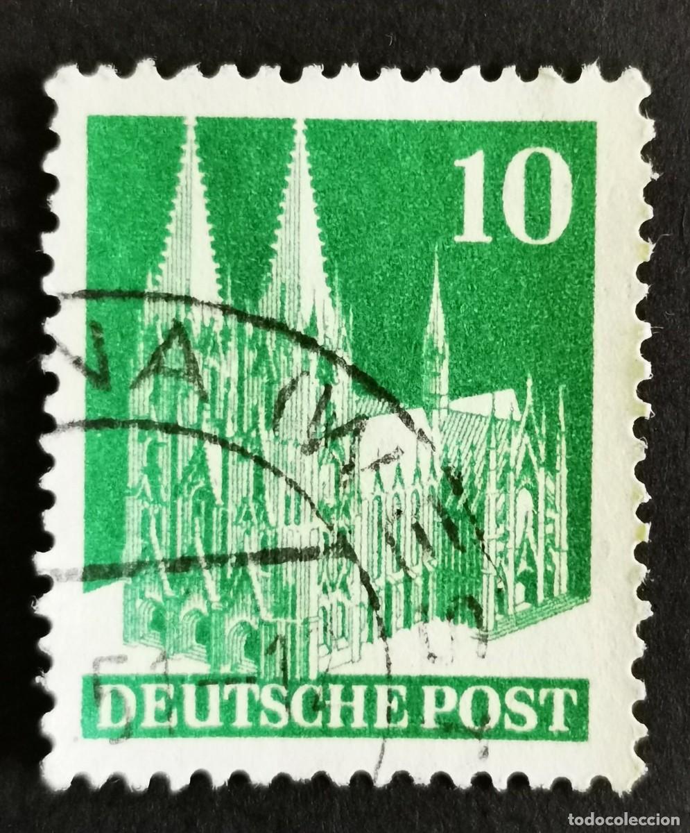 Sellos: Sello Alemania Bizonal 1949, Catedral de Colonia, 10 Pf. Michel: DE 80VWA