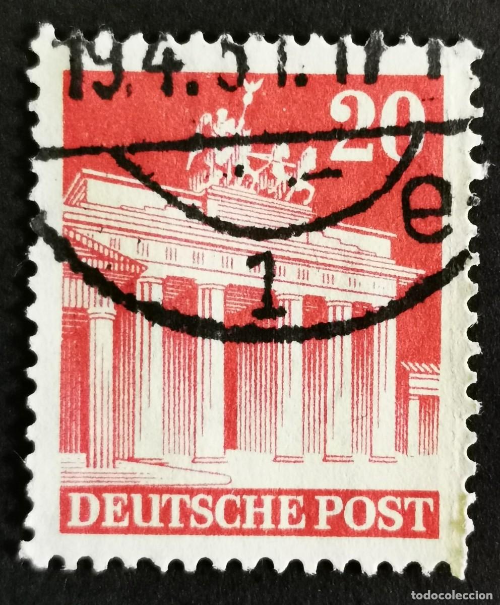 Sellos: Sello Alemania Bizona 1949, Puerta de Brandeburgo, 20 Pf. Michel: DE 85WA
