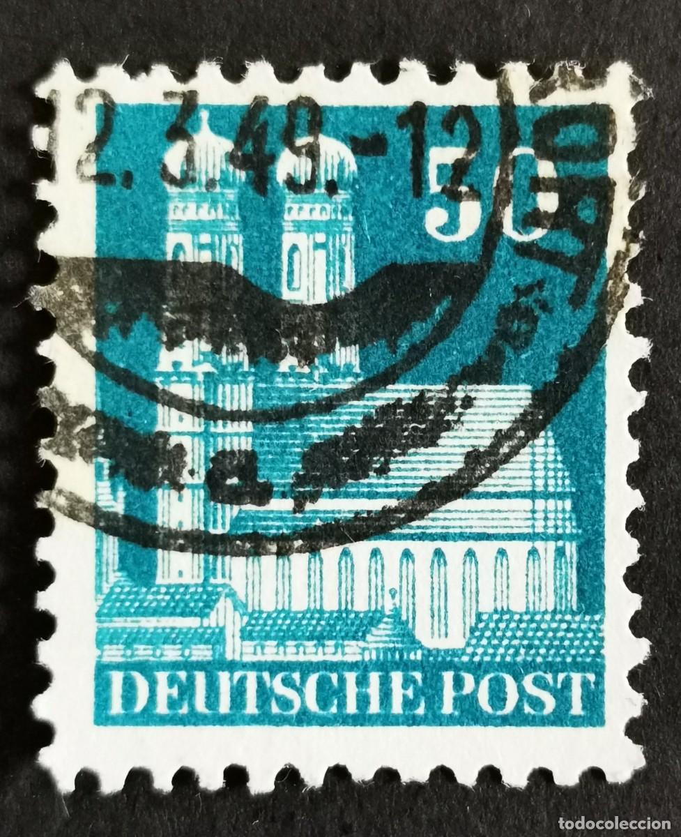 Sellos: Sello Alemania Bizona 1948, Catedral de M&uacute;nich, 50 Pf. Michel: DE 92XB
