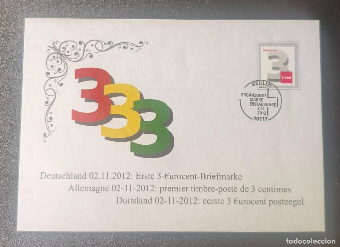 Sellos: Alemania tarjeta postal Primer timbre de 3 C&eacute;ntimos 2012 (SC)