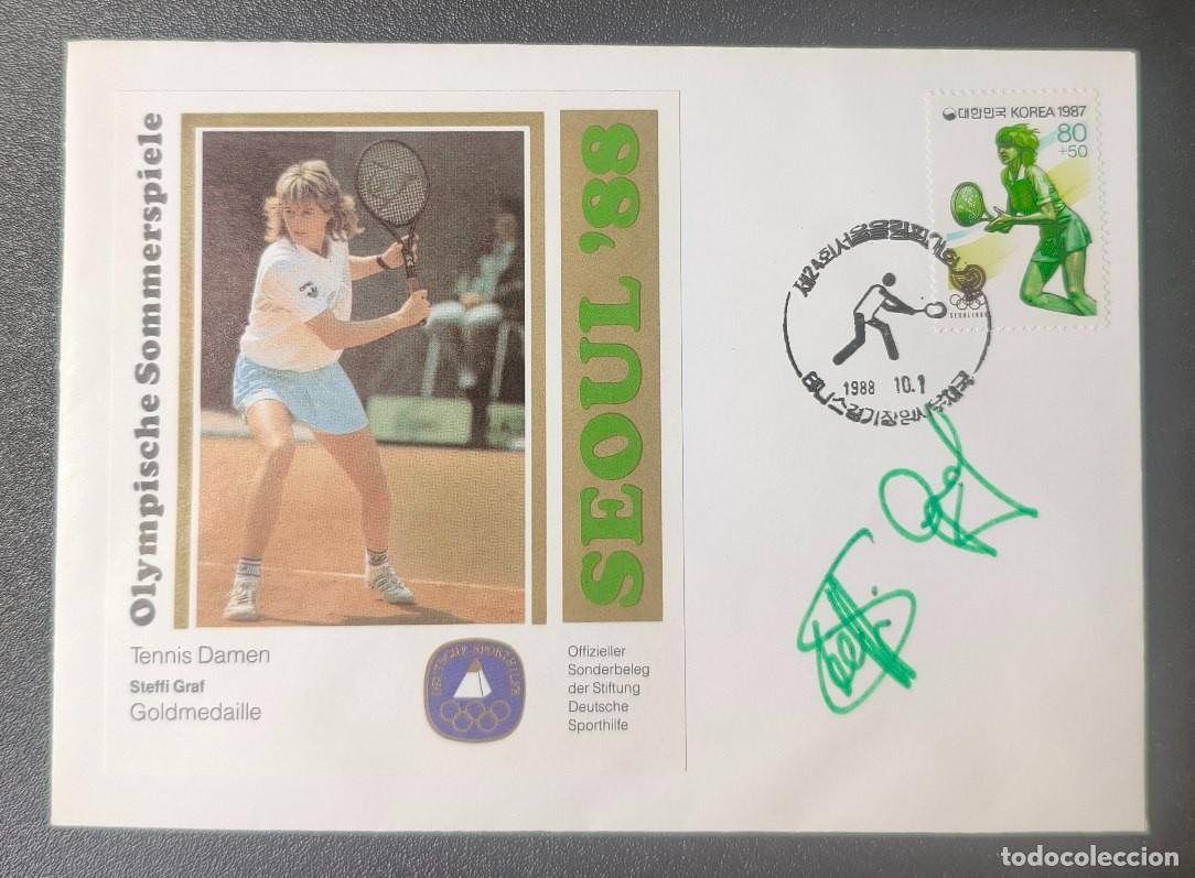 Sellos: Alemania tarjeta postal Tenis Juegos ol&iacute;mpicos Se&uacute;l 1988 (SC)