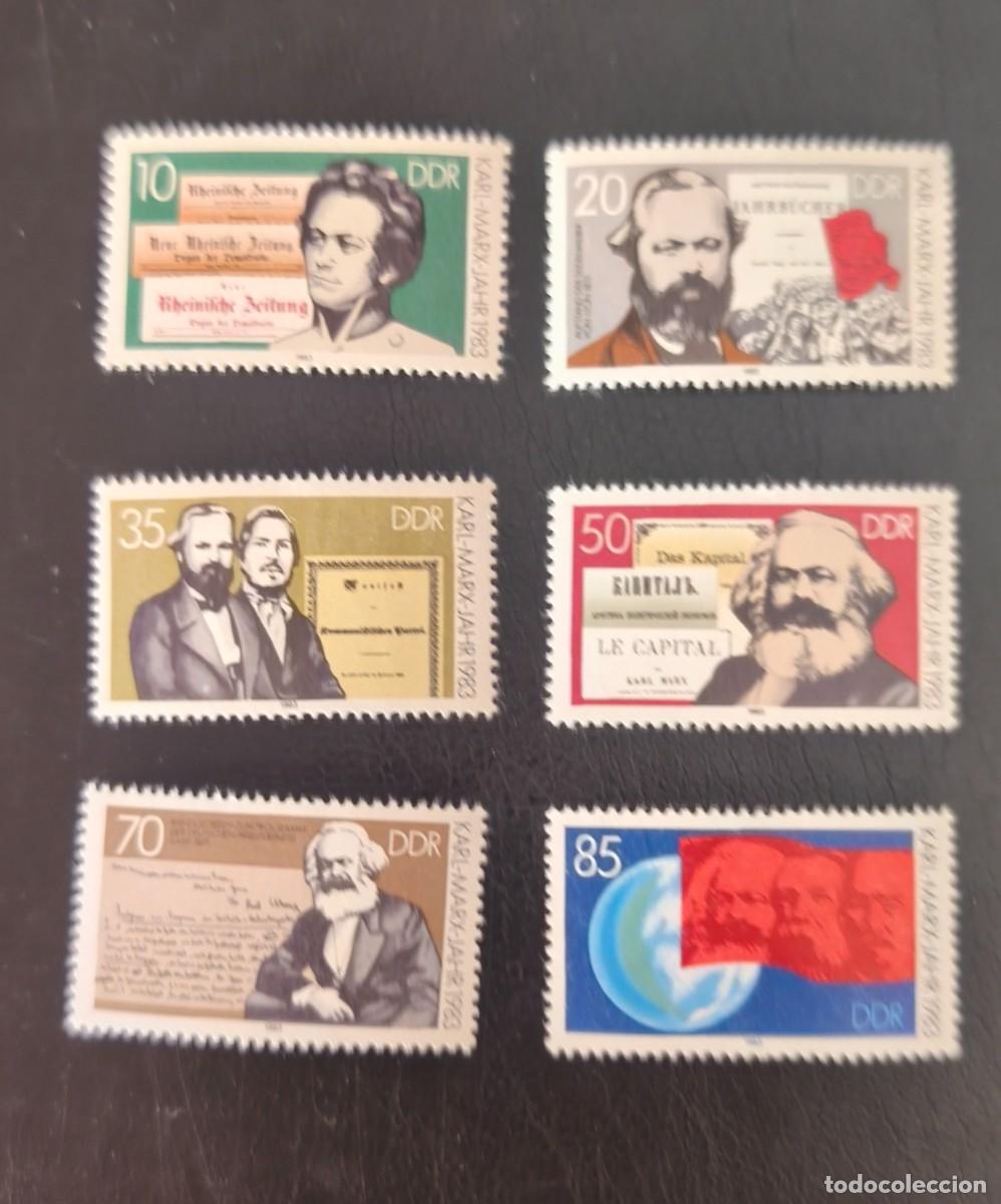 Sellos: DDR 1983 Centenario de la muerte de Karl Marx, 1.818 - 1.883. Yvert 2427 / 2432 serie completa