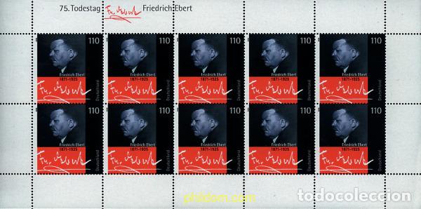 Sellos: 146756 MNH ALEMANIA FEDERAL 2000 75 ANIVERSARIO DE LA MUERTE DE FRIEDRICH EBERT