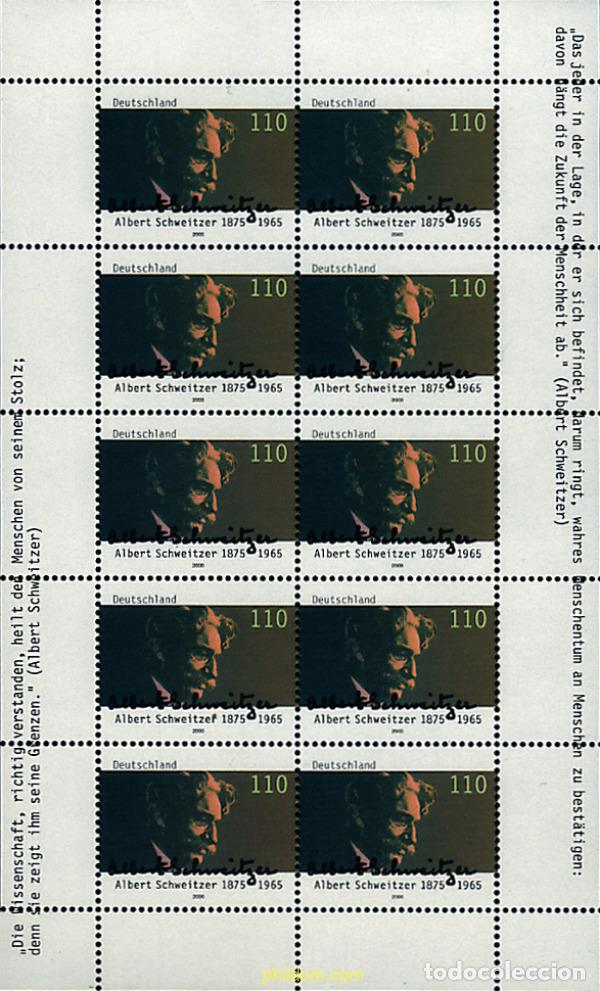 Sellos: 9889 MNH ALEMANIA FEDERAL 2000 125 ANIVERSARIO DEL NACIMIENTO DEL Dr. ALBERT SCHWEITZER