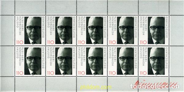 Sellos: 9911 MNH ALEMANIA FEDERAL 1999 CENTENARIO DEL NACIMIENTO DE GUSTAV HEINEMANN