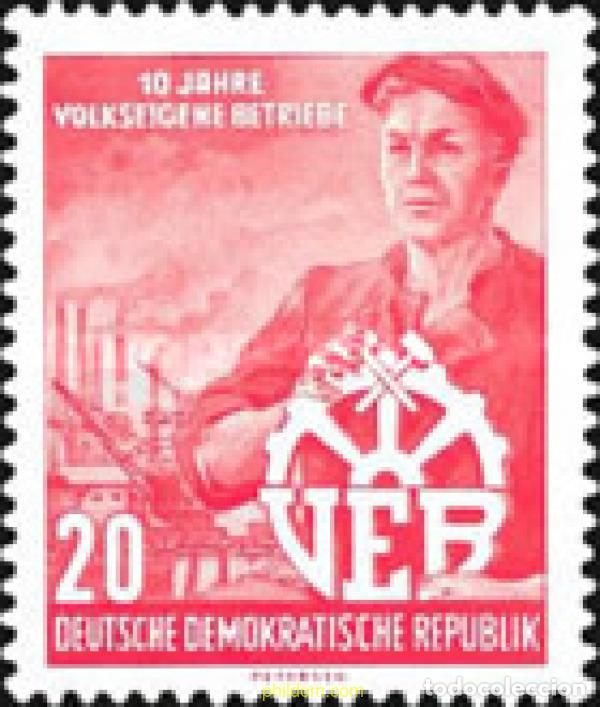 Sellos: 56152 MNH ALEMANIA DEMOCRATICA 1956 10 ANIVERSARIO DE LA NACIONALIZACION DE LA INDUSTRIA