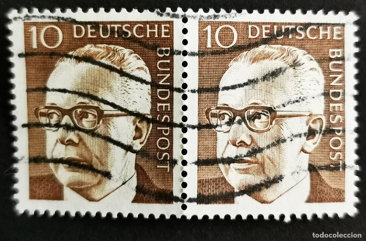 Sellos: Sello Alemania R.Federal 1970, Dr. HC Gustav Heinemann 3er Presidente Federal, 10 Pf. Michel: DE 636