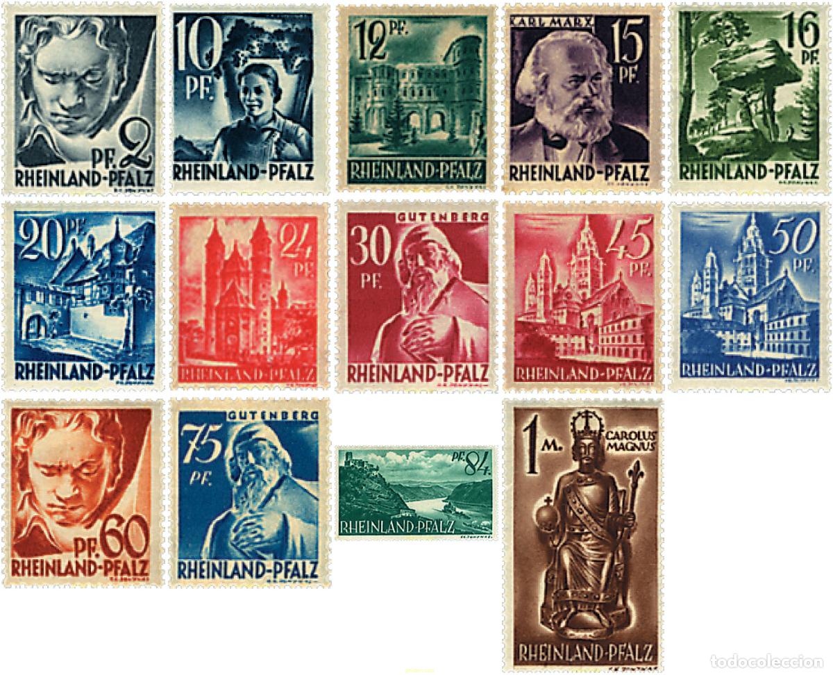 Sellos: 673448 HINGED ALEMANIA. Rheinland-Pfalz 1947 PERSONAJES Y MONUMENTOS