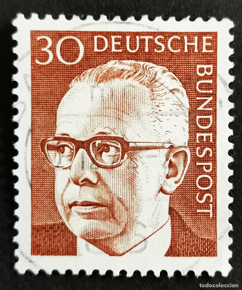 Sellos: Sello Alemania R.Federal 1971, Dr. HC Gustav Heinemann 3er Presidente Federa, 30 Pf Michel: DE 638