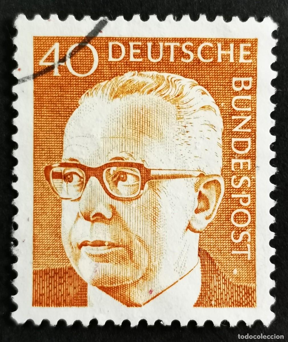 Sellos: Sello Alemania R.Federal 1971, Dr. HC Gustav Heinemann 3er Presidente Federa, 40 Pf Michel: DE 639