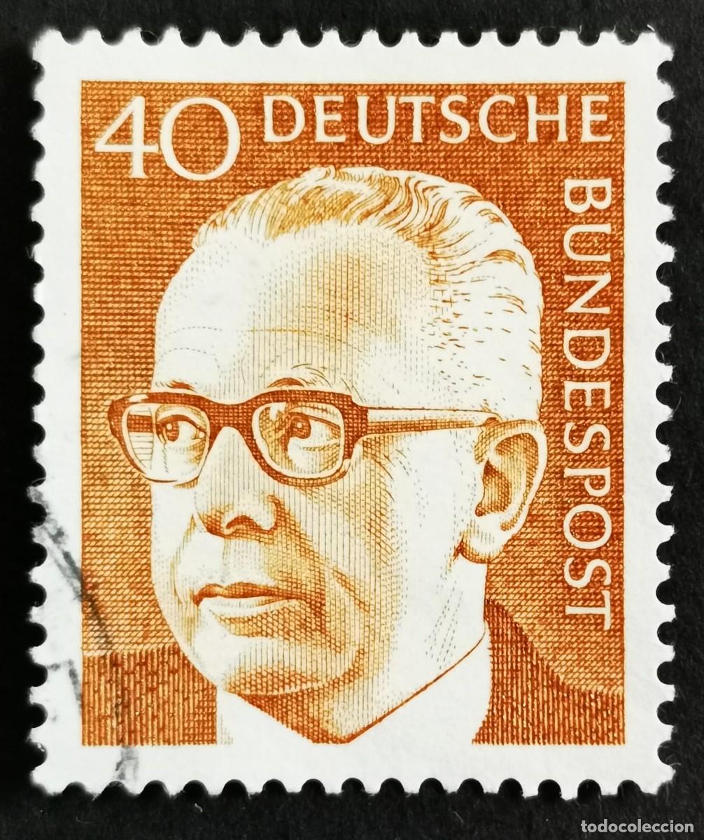 Sellos: Sello Alemania R.Federal 1971, Dr. HC Gustav Heinemann 3er Presidente Federa, 40 Pf Michel: DE 639
