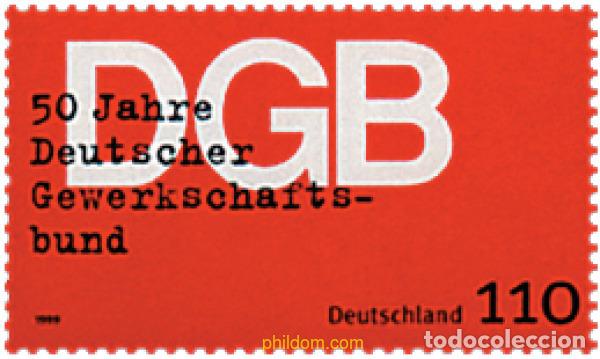Sellos: 60593 MNH ALEMANIA FEDERAL 1999 50 ANIVERSARIO DE LA FEDERACION DE SINDICATOS ALEMANES