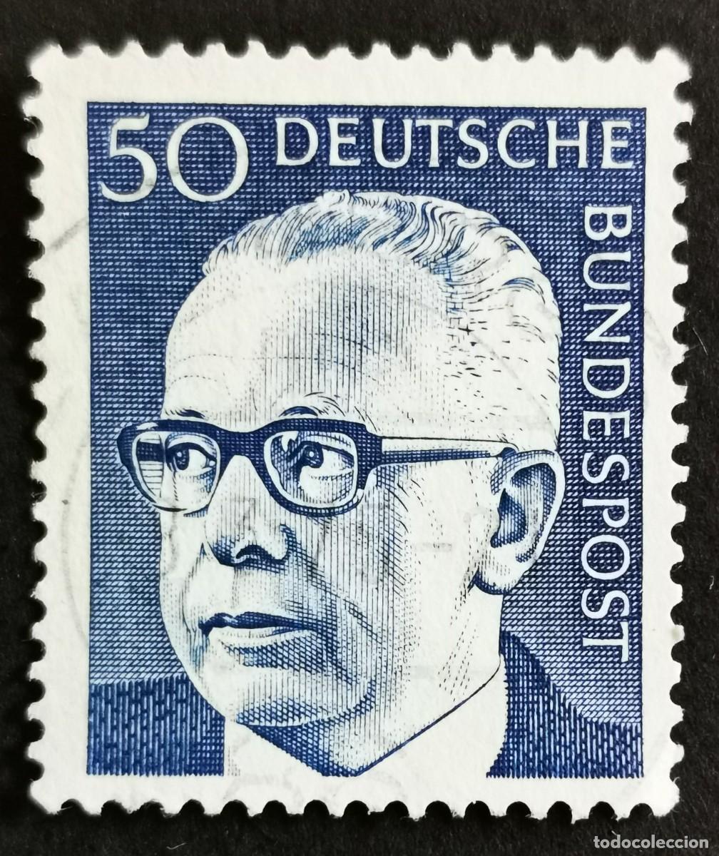 Sellos: Sello Alemania R.Federal 1971, Dr. HC Gustav Heinemann 3er Presidente Federa, 50 Pf Michel: DE 640