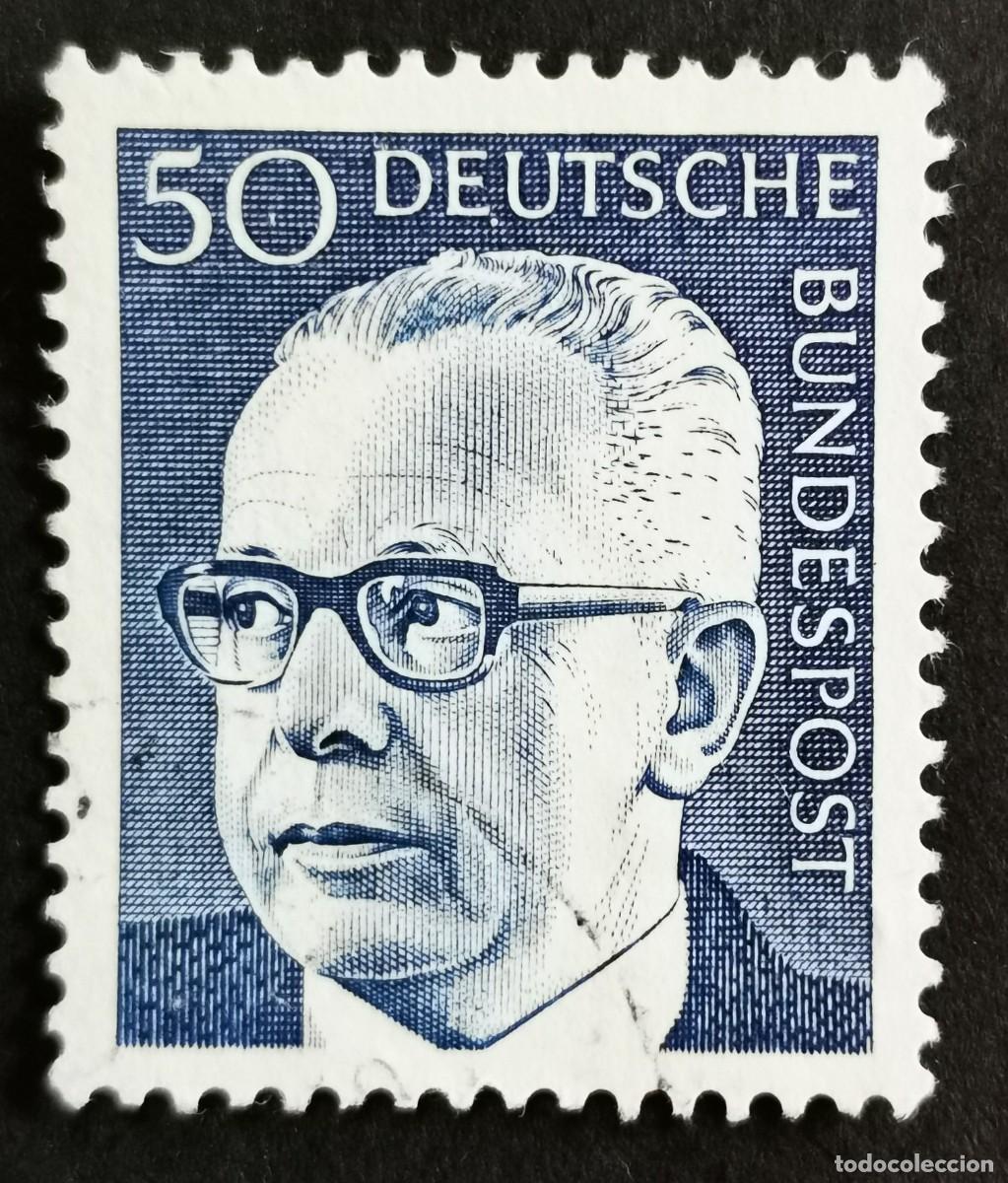 Sellos: Sello Alemania R.Federal 1971, Dr. HC Gustav Heinemann 3er Presidente Federa, 50 Pf Michel: DE 640