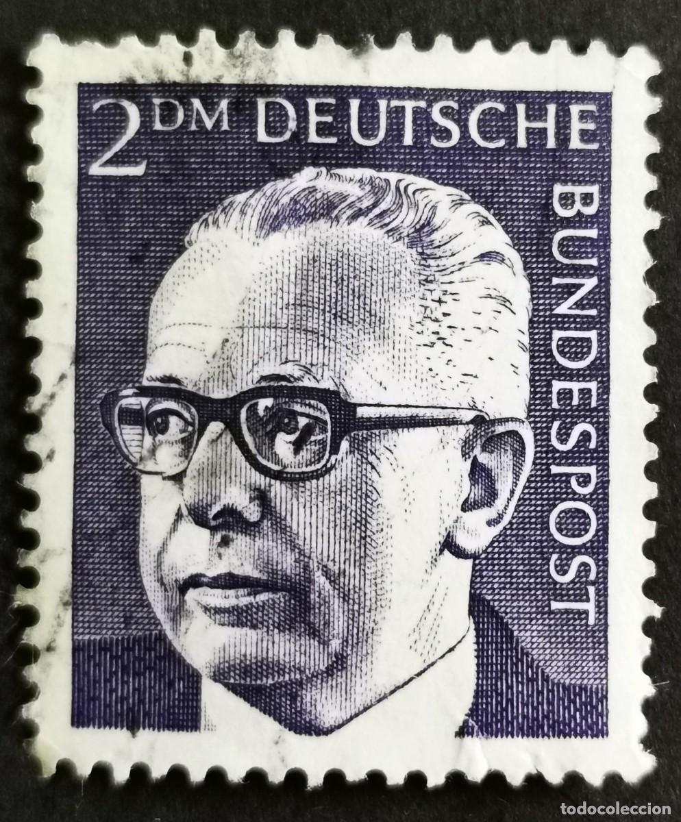 Sellos: Sello Alemania R.Federal 1971, Dr. HC Gustav Heinemann 3er Presidente Federa, 2 DM Michel: DE 645