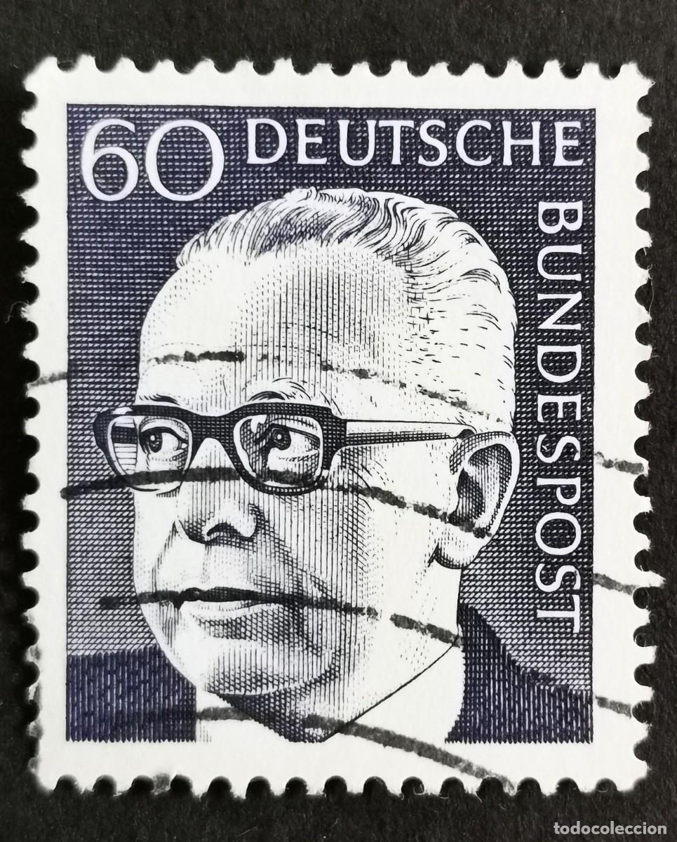 Sellos: Sello Alemania R.Federal 1971, Dr. HC Gustav Heinemann 3er Presidente Federal, 60 Pf. Michel: DE 690