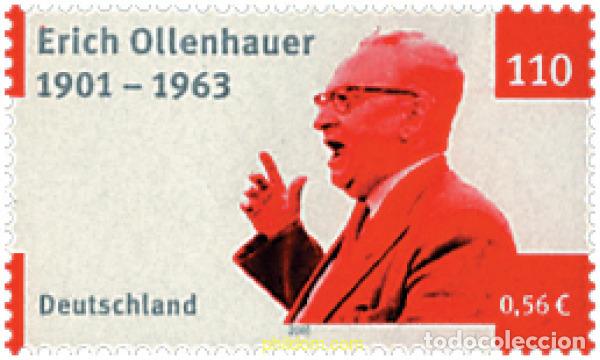 Sellos: 63532 MNH ALEMANIA FEDERAL 2001 CENTENARIO DE ERICH OLLENHAUER