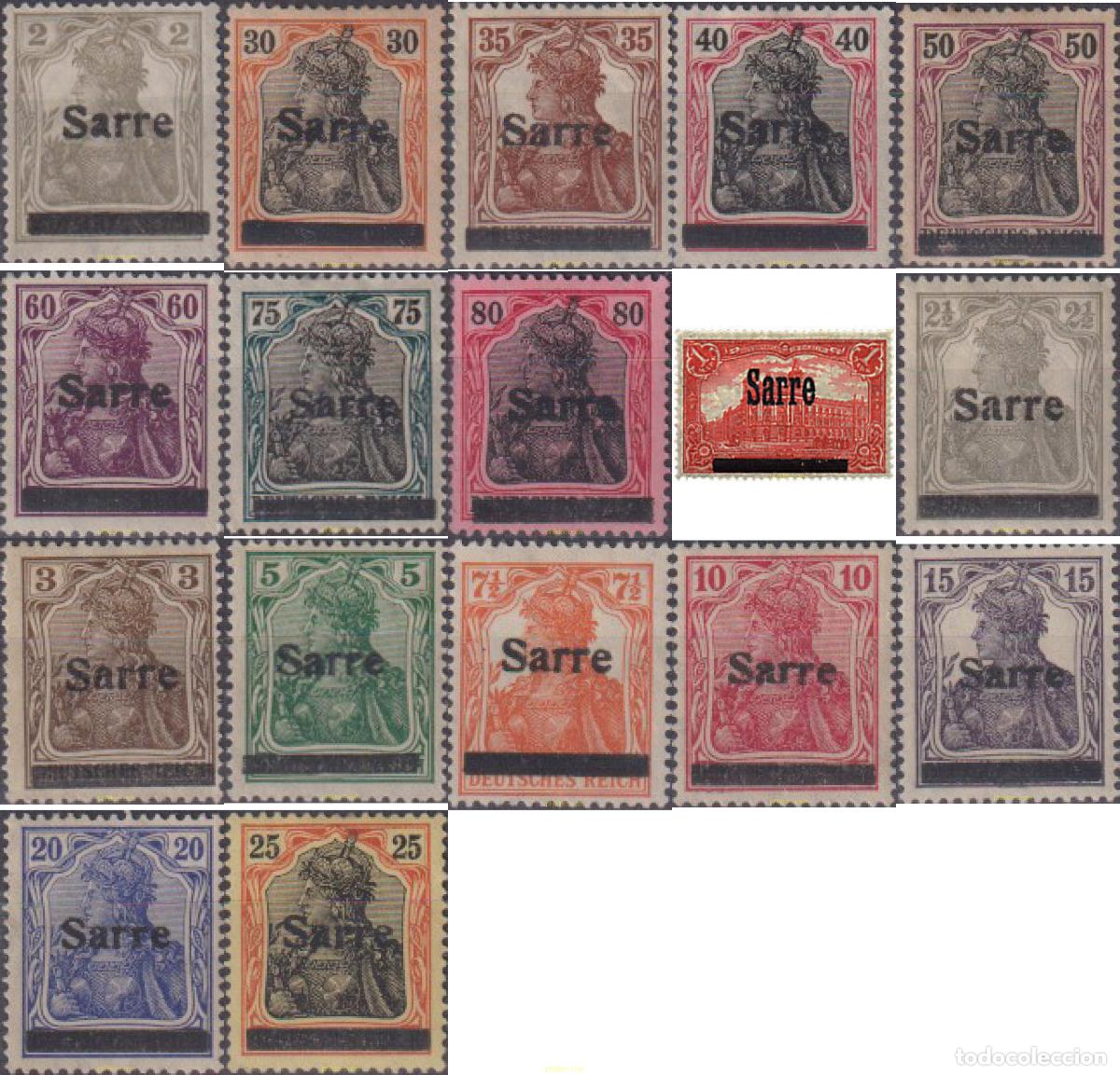 Sellos: 615527 HINGED ALEMANIA. Sarre 1920 SERIE BASICA