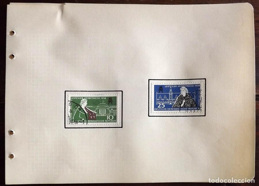 Sellos: Rep&uacute;blica Democr&aacute;tica Alemana (RDA) de 1958, conmemorativos de la Feria de Oto&ntilde;o de Leipzig