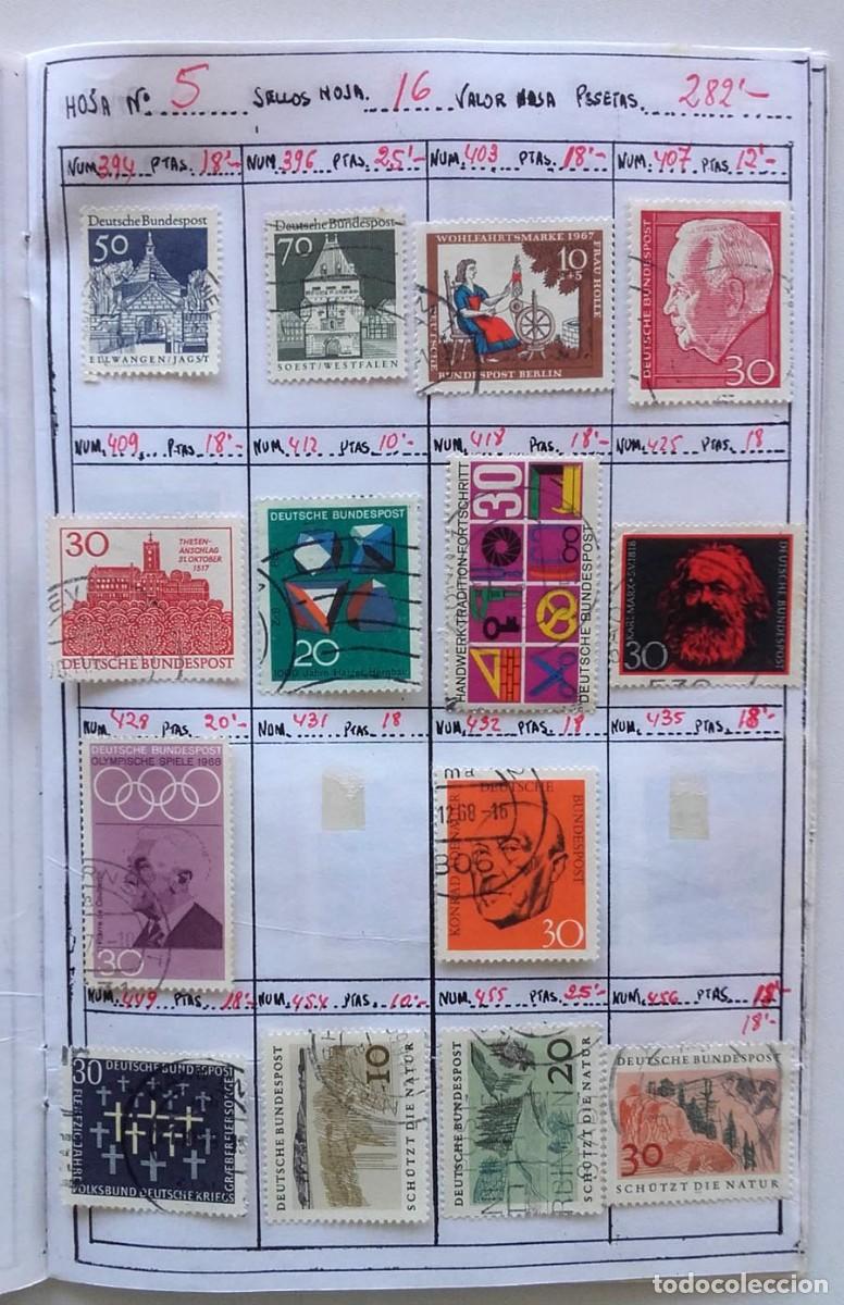 Sellos: Alemania 14 sellos en p&aacute;gina de &aacute;lbum
