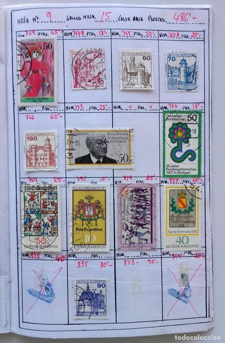 Sellos: Alemania 12 sellos en p&aacute;gina de &aacute;lbum