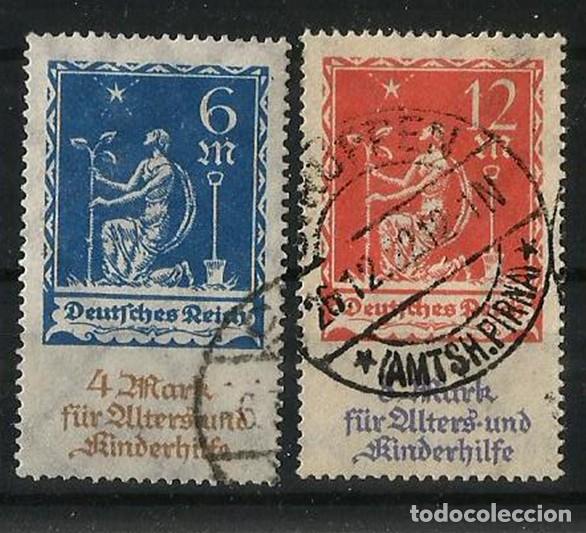 Sellos: ALEMANIA IMPERIO 1922 - BENEFICENCIA - SERIE COMPLETA CIRCULADA - 60&euro;