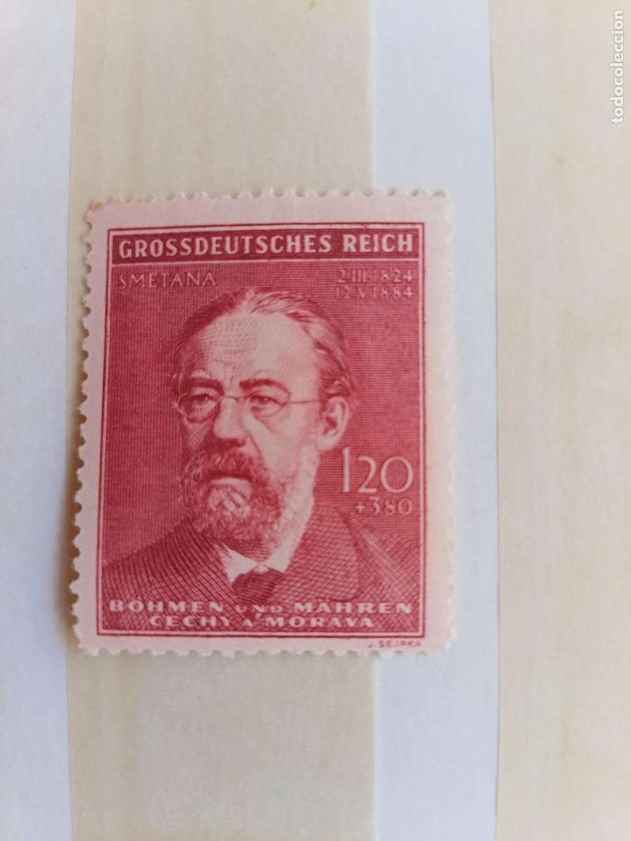 Sellos: Alemania nazi. Bohemia y Moravia. Sello nuevo con se&ntilde;al de fijasellos