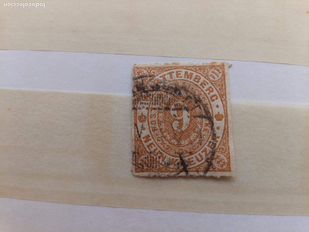 Sellos: ALEMANIA SELLO CLASICO WURTTEMBERG 1869, 9 KREUZER