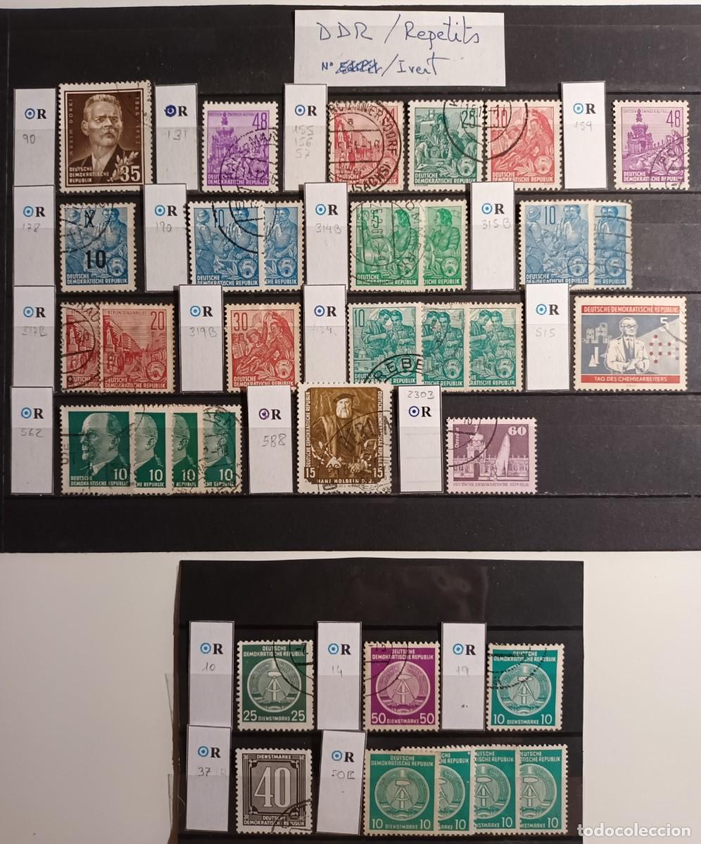 Sellos: Lote 22 sellos diferentes Alemania (DDR) usados. En total 34 sellos.
