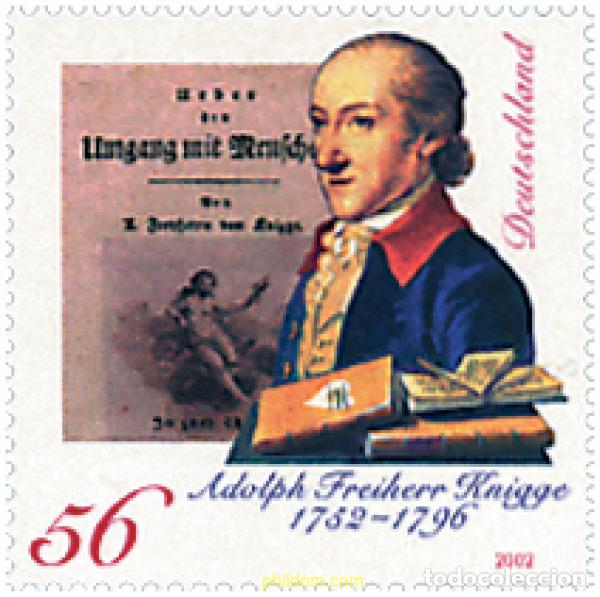 Sellos: 87865 MNH ALEMANIA FEDERAL 2002 250 ANIVERSARIO DEL NACIMIENTO DE ADOLPH FREIHERR VON KNIGGE