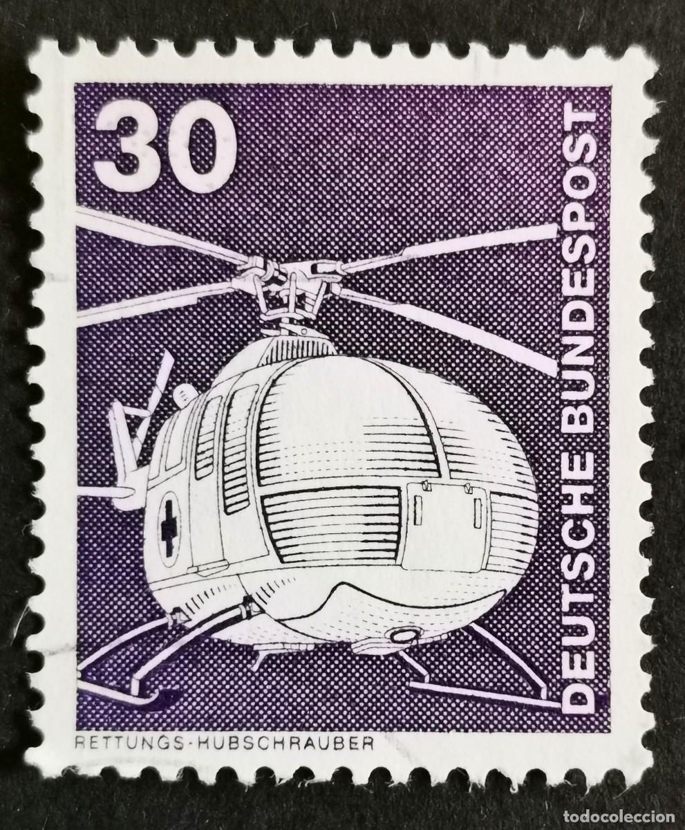 Sellos: Sello Alemania R. Federal 1975, Elementos industria: Helic&oacute;ptero de rescate, 30 Pf. Michel: DE 849
