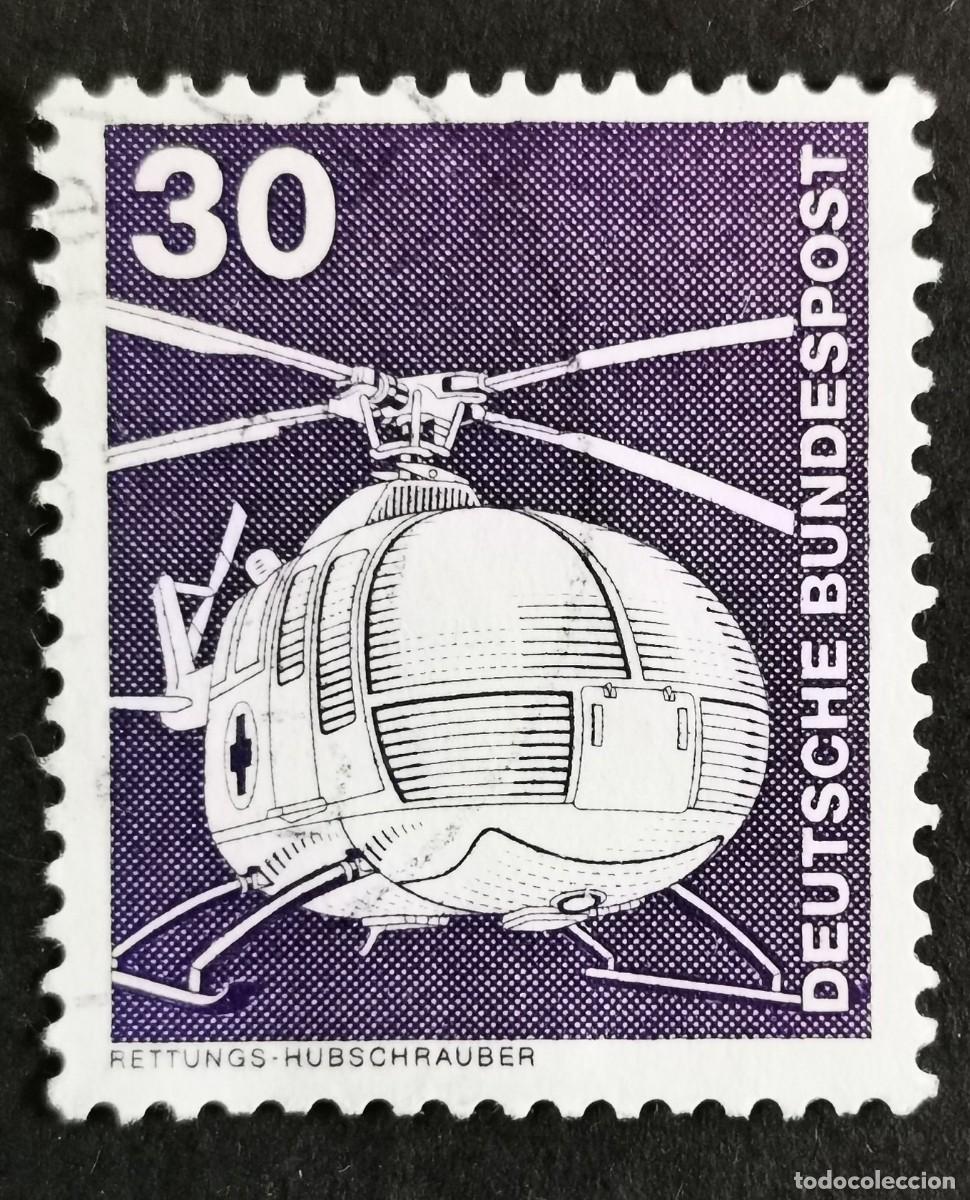Sellos: Sello Alemania R. Federal 1975, Elementos industria: Helic&oacute;ptero de rescate, 30 Pf. Michel: DE 849
