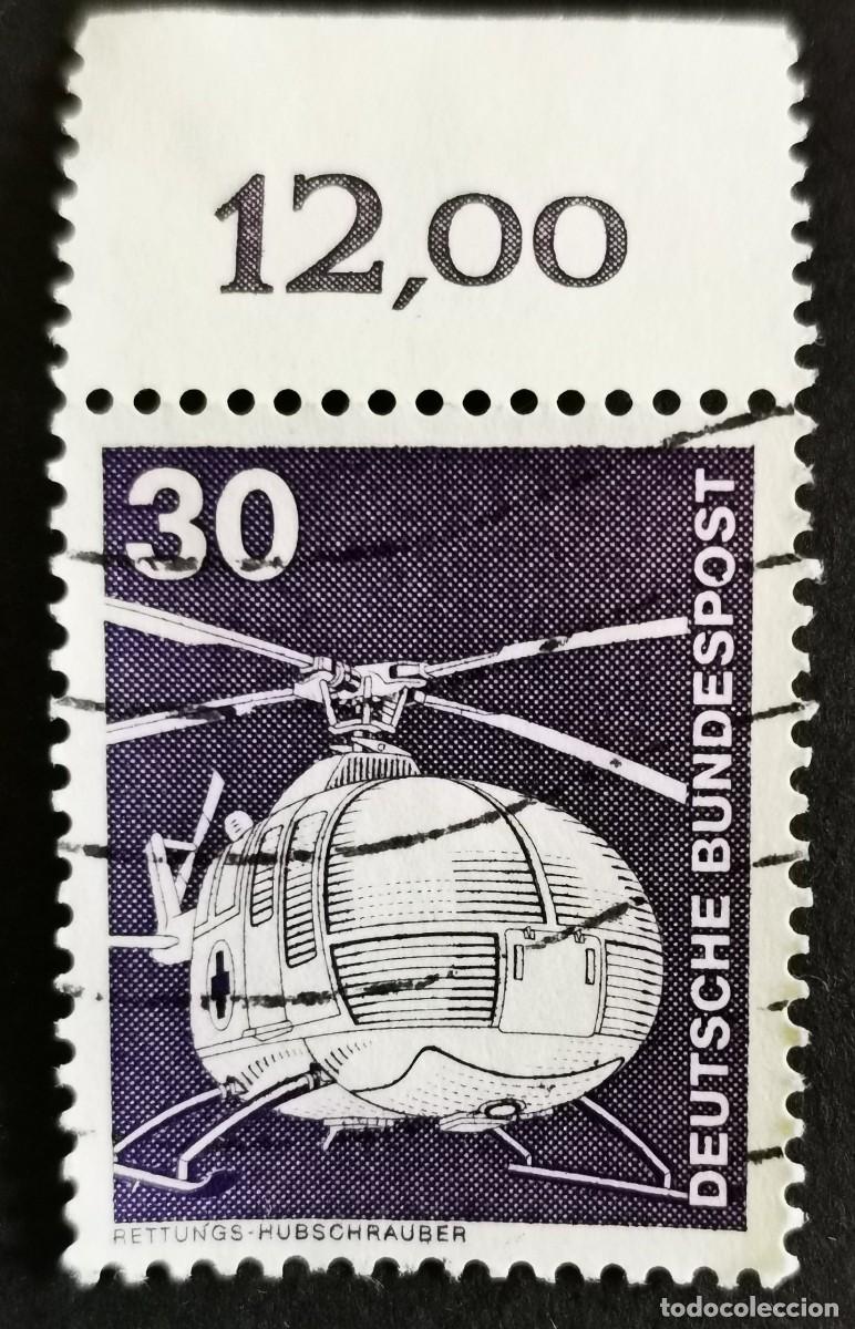 Sellos: Sello Alemania R. Federal 1975, Elementos industria: Helic&oacute;ptero de rescate, 30 Pf. Michel: DE 849
