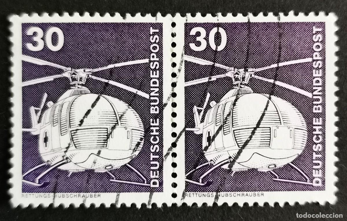 Sellos: Sello Alemania R. Federal 1975, Elementos industria: Helic&oacute;ptero de rescate, 30 Pf. Michel: DE 849