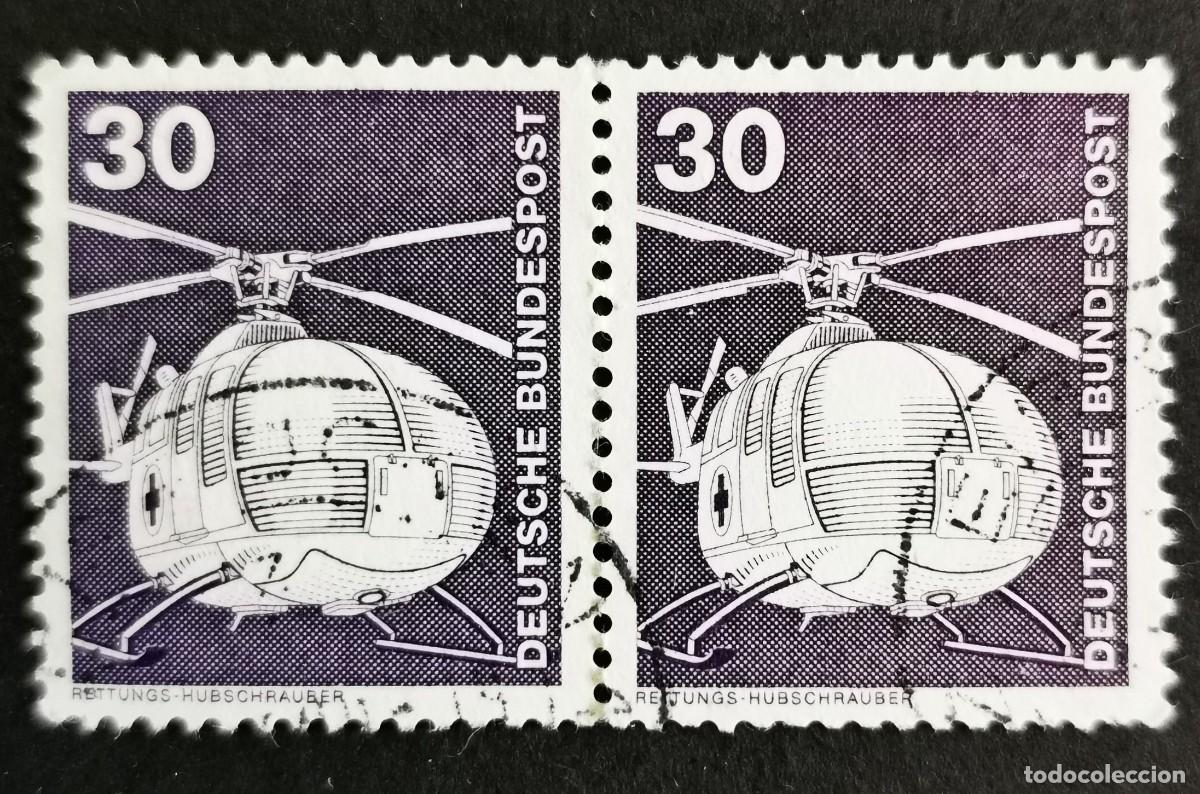 Sellos: Sello Alemania R. Federal 1975, Elementos industria: Helic&oacute;ptero de rescate, 30 Pf. Michel: DE 849