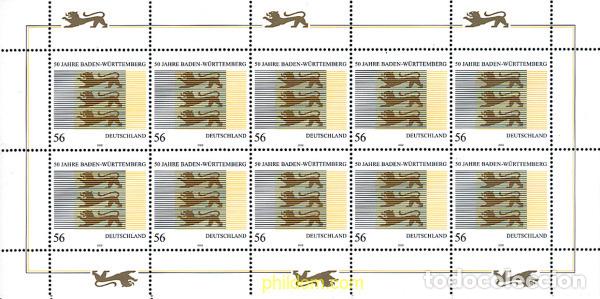 Sellos: 12082 MNH ALEMANIA FEDERAL 2002 50 ANIVERSARIO DE LA CIUDAD DE BADE-WURTENBERG