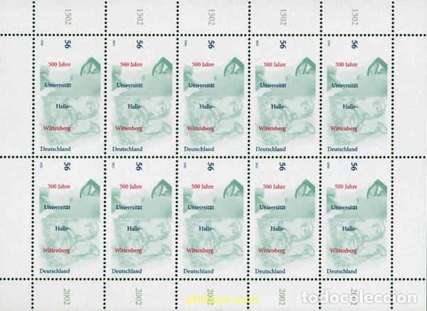 Sellos: 12096 MNH ALEMANIA FEDERAL 2002 500 ANIVERSARIO DE LA UNIVERSIDAD DE HALLE-WITTENBERG