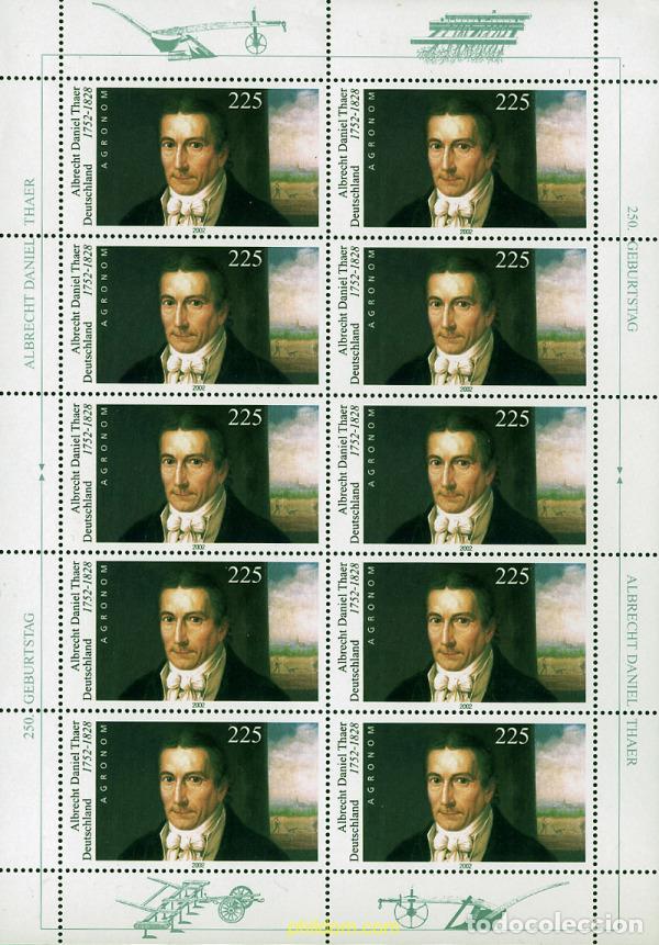 Sellos: 12097 MNH ALEMANIA FEDERAL 2002 250 ANIVERSARIO DEL NACIMIENTO DE ALBRECHT DANIEL THAER