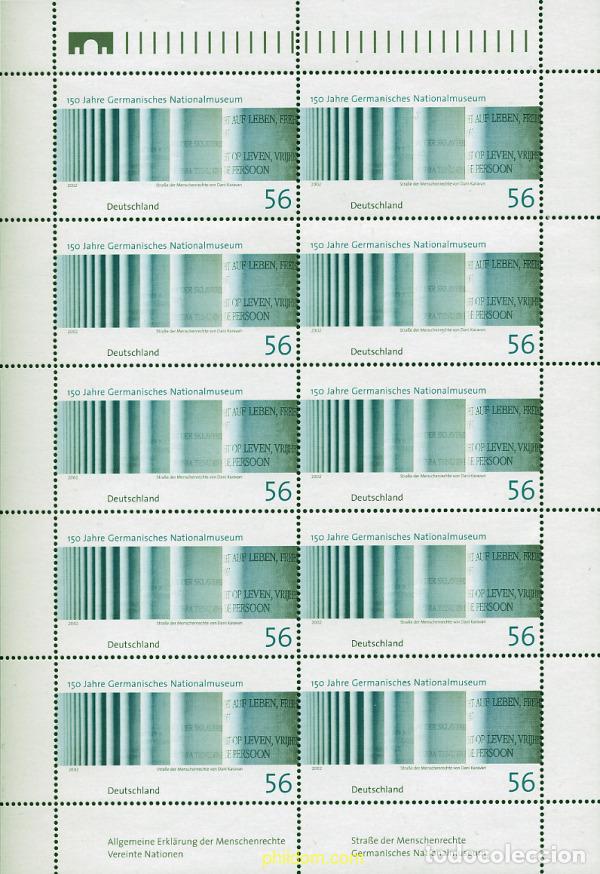 Sellos: 12116 MNH ALEMANIA FEDERAL 2002 150 ANIVERSARIO DEL MUSEO NACIONAL GERMANO