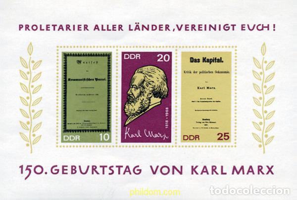 Sellos: 106067 MNH ALEMANIA DEMOCRATICA 1968 150 ANIVERSARIO DEL NACIMIENTO DE KARL MARX