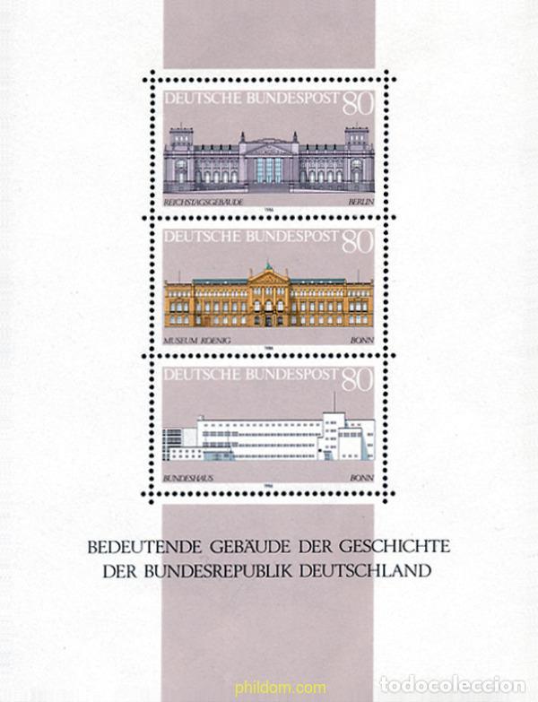 Sellos: 106011 MNH ALEMANIA FEDERAL 1986 PRINCIPIOS DE LA DEMOCRACIA. EDIFICIOS EMBLEMATICOS