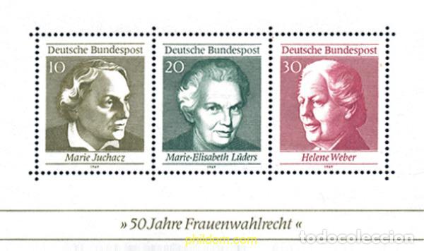 Sellos: 213377 MNH ALEMANIA FEDERAL 1969 50 ANIVERSARIO DEL DERECHO A VOTO DE LAS MUJERES