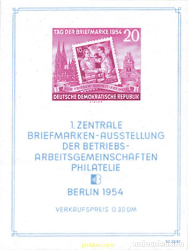 Sellos: 106041 MNH ALEMANIA DEMOCRATICA 1954 DIA DEL SELLO. EXPOSICION FILATELICA NACIONAL